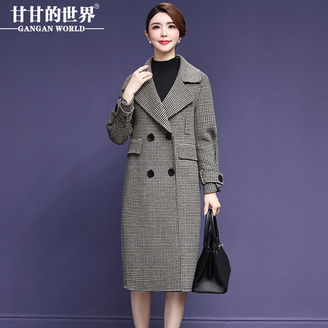 【全羊毛】女中长款2018新款甘甘的世界冬季毛呢外套双面呢大衣商品大图
