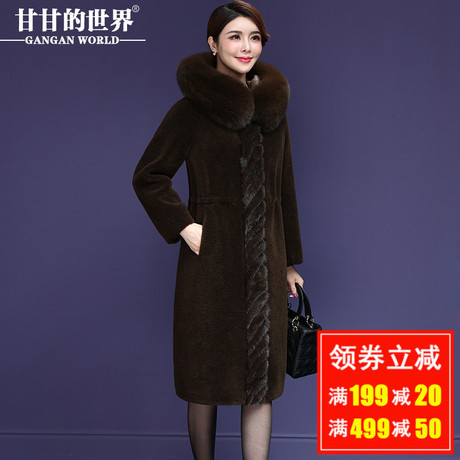 【全羊毛 狐狸毛领 水貂毛】甘甘的世界颗粒羊剪绒大衣女中长款外商品大图