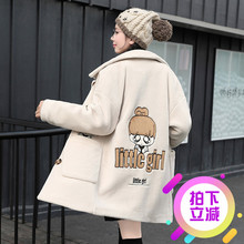 西子小荷羊剪绒大衣女新款2018中长款韩版显瘦少女冬装学生外套图片