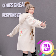 西子小荷羊剪绒大衣女新款2018中长款韩版宽松显瘦中学生冬季大衣图片