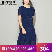 剪花雪纺连衣裙女时尚优雅2018新款甘甘的世界收腰显瘦连衣裙女图片