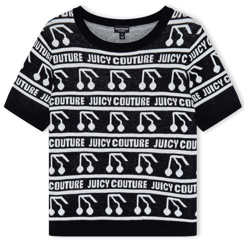 【狂欢价】Juicy Couture橘滋上衣新款樱桃提花短袖女针织衫