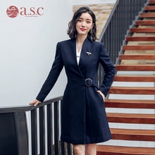 艾尚臣毛呢大衣女职业装中长款外套修身美容师工作服秋冬面试正装图片