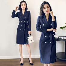 艾尚臣职业装套装女2018新款美容院工作服连衣裙韩版双排扣正装秋图片