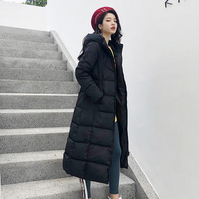 加长款韩版冬装大码修身棉衣女士长款加厚过膝羽绒棉服外套大衣潮