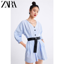 ZARA 新款 女装 配腰带府绸连体裤 09878067403
