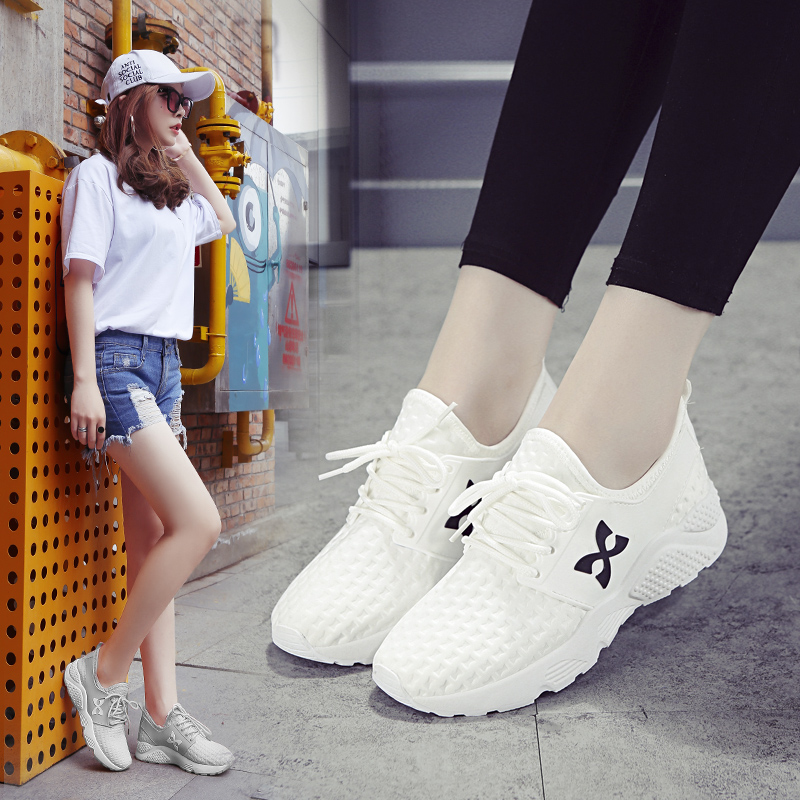 Special Step White Sports Shoes for Women 2019 Spring Korean Breathable Mesh Casual Student Women's Shoes Versatile Running Shoe List