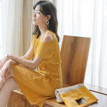 夏季连衣裙女2018时尚 纯色镂空荷叶边a字裙子 新款 直播价