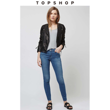 02L04MMDT 牛仔裤 LEIGH牛仔蓝色中腰水洗磨白女士修身 TOPSHOP