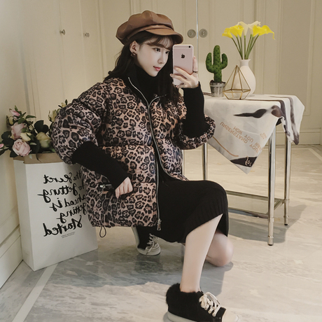 加厚短款豹纹棉衣慵懒风面包棉服外套女装冬季新款小棉袄2018韩版商品大图
