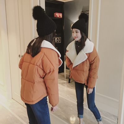 反季2018韩版冬季新款短款翻领仿羊羔毛棉衣外套女面包服棉袄潮