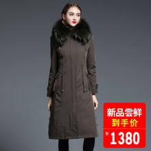 2018新款冬季中长款派克服可拆卸獭兔毛皮草内胆派克大衣女装外套图片