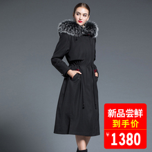 2018新款冬派克服皮草大衣 獭兔毛可拆卸派克大衣女装大毛领外套图片