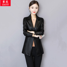 赛奕PU皮衣女短款2018秋季新款女装韩版修身欧洲站机车小西装外套图片