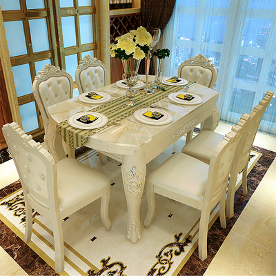 大理石餐桌欧式白色圆形餐桌
