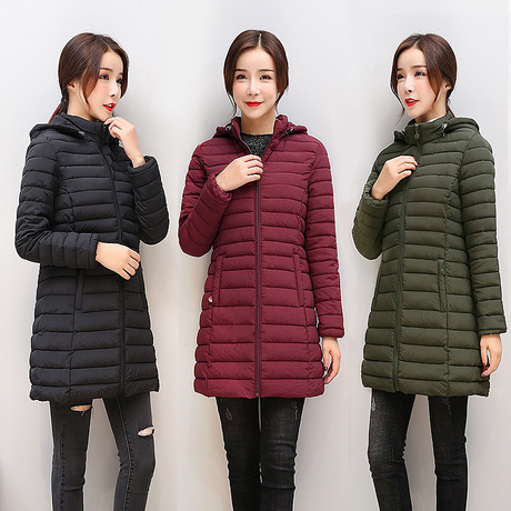 2018新款韩版棉衣修身脱卸帽中长款棉袄大码轻薄棉服冬季外套女装商品大图
