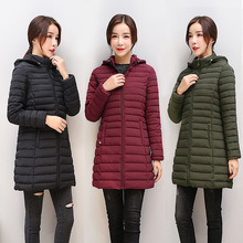 2018新款韩版棉衣修身脱卸帽中长款棉袄大码轻薄棉服冬季外套女装图片