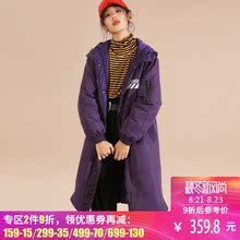 妖精的口袋棉服女韩版冬装2018新款紫色长款外套大衣保暖棉衣女图片