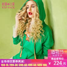 妖精的口袋朴树的歌 秋装时尚撞色系带连帽落肩套头连衣裙短裙女图片