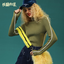 妖精的口袋旗舰店复古针织衫女秋装2018新款chic修身套头打底毛衣图片