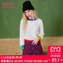妖精的口袋旗舰店冬装新款宽松撞色短款毛衣女套头 圣路易斯图片