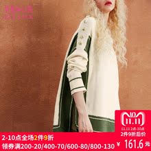 妖精的口袋秋装圆领纽扣装饰宽松毛衣女套头慵懒 纽扣翻篇图片