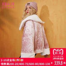 妖精的口袋旗舰店冬装新款宽松复古丝绒毛呢外套女短款韩版图片