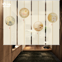 吉祥家荷花隔断帘卷帘客厅屏风卧室窗帘装饰玄关悬挂式屏风帘挂屏