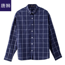 唐狮旗舰店2018秋装新款衬衫女宽松翻领前胸双口袋格纹衬衣潮图片
