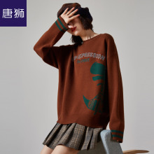 唐狮旗舰店2018冬季新款套头圆领宽松小清新慵懒风毛衣针织衫图片