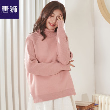 唐狮旗舰店2018冬装新款毛衣女高领净色毛衫宽松针织衫休闲潮图片