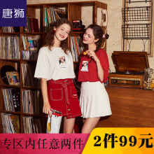 唐狮纯棉短袖女2018新款白色短袖T恤女宽松韩版ulzzang夏装打底衫图片