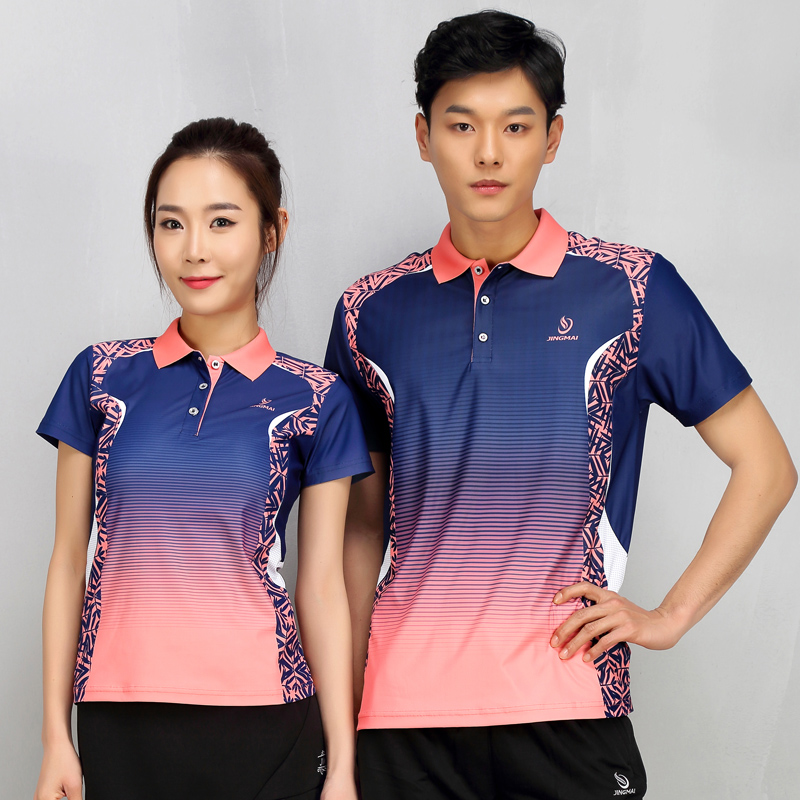2018 New Jingmai Badminton Jersey Women's Sports Top Short Sleeve Summer Quick Drying Breathable Badminton Clothing Men