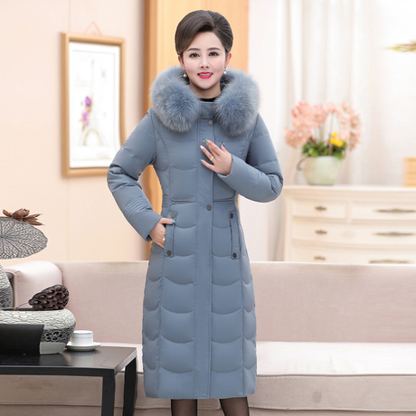 VELIF/唯依俪坊冬季中老年羽绒服女款真毛领防寒保暖中长款外衣商品大图