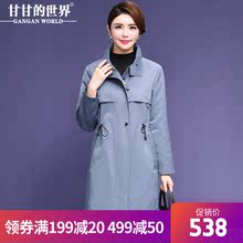 甘甘的世界2018秋季新款风衣外套纯色女立体翻领中长款抽绳收腰图片