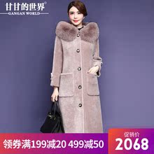 【 狐狸毛领】甘甘的世界2018秋冬装新款颗粒羊剪绒大衣女图片