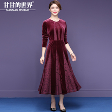 【金丝绒蕾丝】甘甘的世界秋冬新品婚宴礼服妈妈装显瘦丝绒长裙女图片