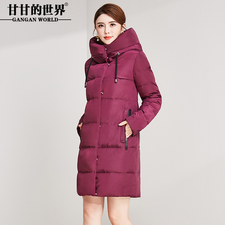 甘甘的世界2018冬季新款羽绒服女保暖防风高领外套中长款白鸭绒瘦商品大图