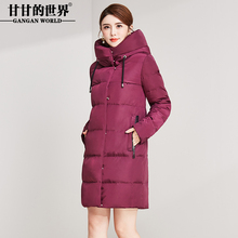甘甘的世界2018冬季新款羽绒服女保暖防风高领外套中长款白鸭绒瘦图片