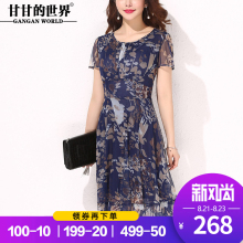 网纱印花连衣裙短袖2018夏季新款甘甘的世界清爽透气宽松大码女装图片
