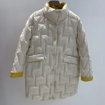 羽绒服女每丽三彩2019冬装白鸭绒立领宽松中长款外套S924310Y10