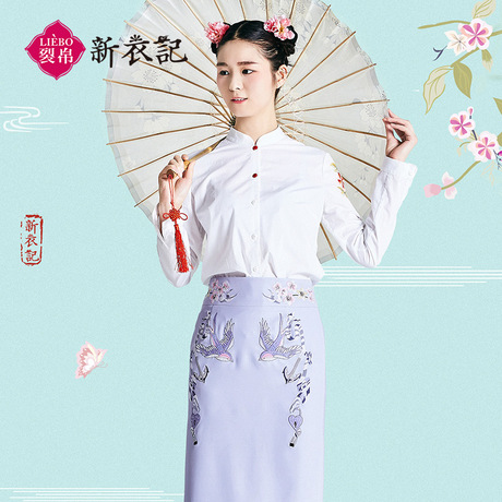 裂帛新衣记2018春季新款女装刺绣百搭长袖衬衫68170098商品大图