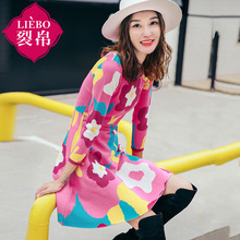 裂帛2018春装新款圆领提花长袖A摆裙子时尚显瘦连衣裙女51171483图片