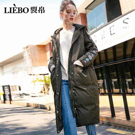 【预售】裂帛2018秋冬新款连帽精工刺绣舒适保暖长袖羽绒服女商品大图
