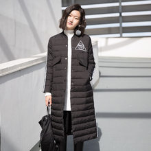 裂帛所在2017秋冬黑白撞色简约百搭长羽绒服女53160465图片
