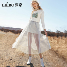 裂帛旗舰店2018秋装新款时尚刺绣爆款松紧腰仙女长袖连衣裙女图片