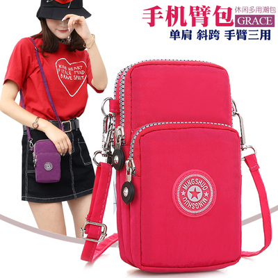 2018新款手机包女斜挎挂脖手机袋手腕包帆布零钱包迷你斜挎小包竖