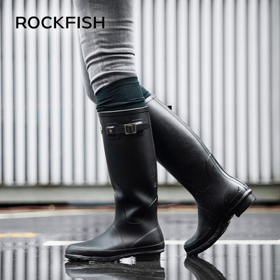 Rockfish英国雨靴时尚高筒成人雨鞋女长筒下雨天穿的鞋子女装水鞋