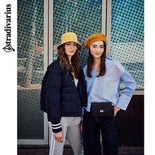 Stradivarius 程潇同款露锁骨上衣2018新款条纹衬衫 06171777040