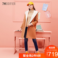 毛呢外套女中长款韩版2018冬季新款驼色百搭学生呢子羊毛大衣女装图片